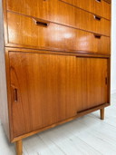 1960s Danish Teak Cabinet – Mid-Century Three-Piece Storage Unit with Drawers & Sliding Doors