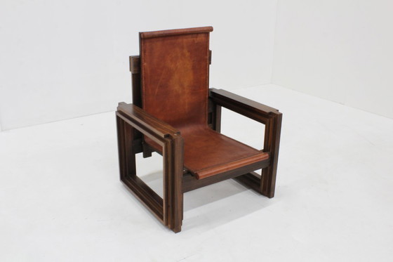 Image 1 of Vintage sculpturale leren fauteuil van Anacleto Spazzapan, Italië jaren 70