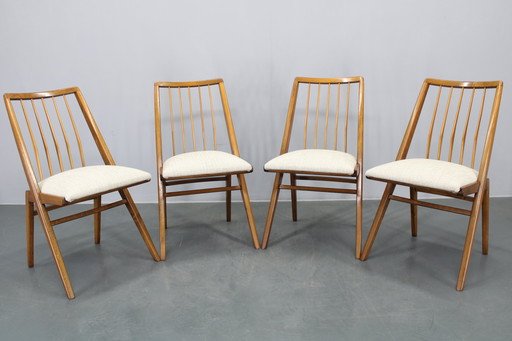 1970s Set of Four Beech Dining Chairs, West Germany