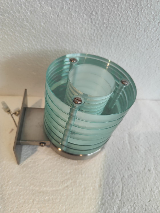 Image 1 of Applique murale avec abat-jour en verre épais transparent, style vintage