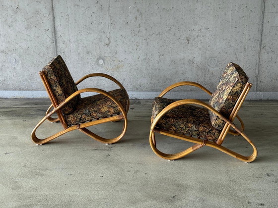 Image 1 of Set/2 Vintage rattan armchair by Rohé Noordwolde