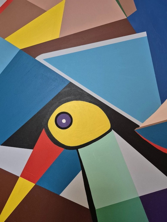 Image 1 of Picasso-Style Cubist Painting - 'Amazement' by Franklin van Dam - Acrylic on MDF
