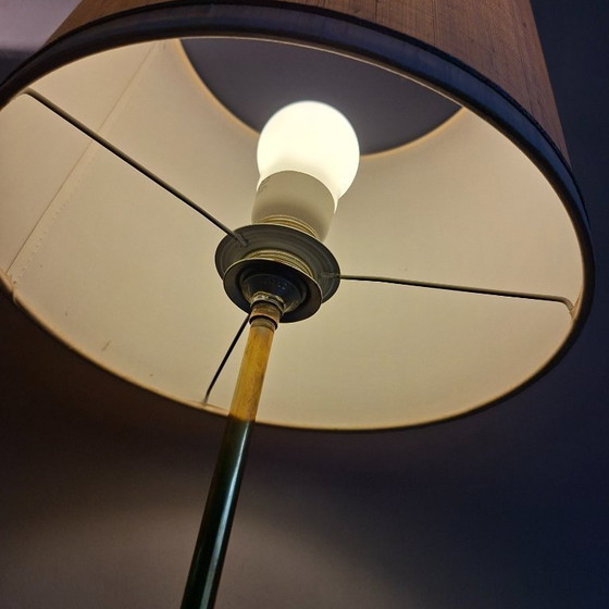 Image 1 of Mid Century Design Vloerlamp, 60 Ties. Brass En Palissanderhout.