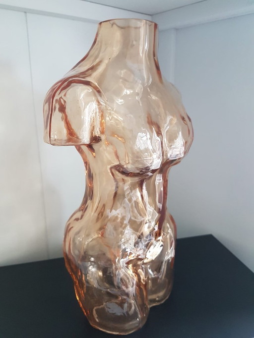 Buste de femme en verre coloré (lourd). Vase/ Buste d'art