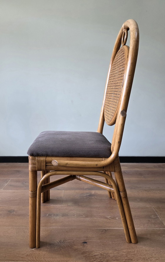 Image 1 of Vintage rotan stoelen met cane rug | set van 4