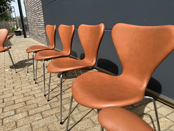Image 1 of Fritz Hansen series 7 Butterfly chairs in Cognac leather NEW!!