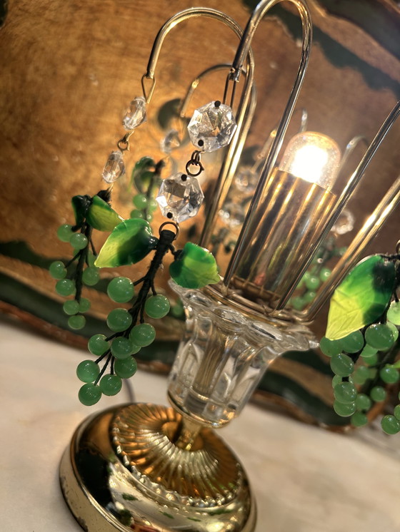 Image 1 of 2 Pieces Vintage Green Grapes Table Lamps Schemer lamps Vintage