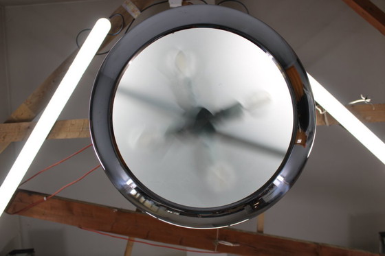 Image 1 of 1930 Bauhaus / Functionalistische Verchroomde Kroonluchter "UFO" van Josef Hurka voor Napako, Tsjecho-Slowakije