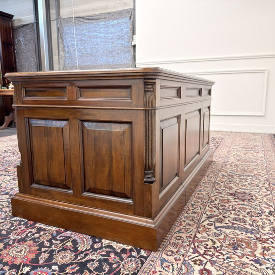 Classic English Chesterfield Desk with Modesty Panel – Leather, Wood (photo 7 of 21)