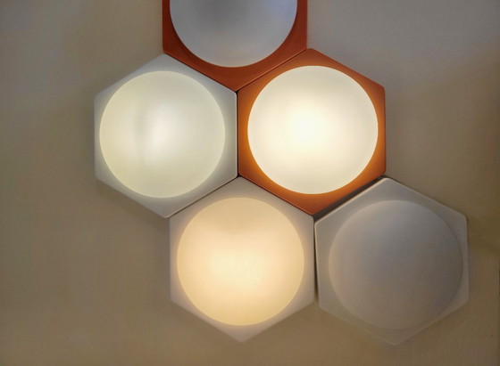 Image 1 of Vintage Space Age hexagon wandlampen van Paul Neuhaus 1970