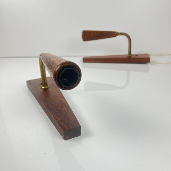 Image 1 of Paar dänische Wandleuchten aus Palisanderholz, 1960/70