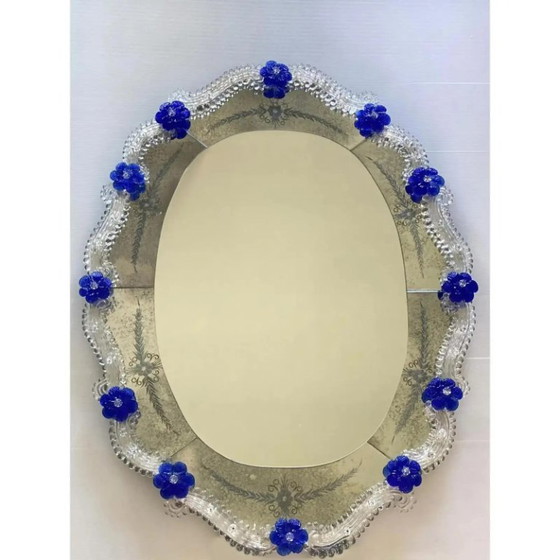 Image 1 of Espejo ovalado veneciano Simoeng antiguo tallado a mano