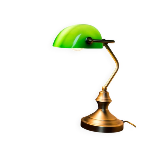 Lampada da scrivania Notary da banchiere ottone opaco, Lampade da tavolo, Metallo, Vintage (foto 2 di 9)