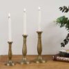 Portacandele antico in metallo e ottone (c.1900). Set di 3 pezzi. – Brass, Rustic (photo 8 of 9)
