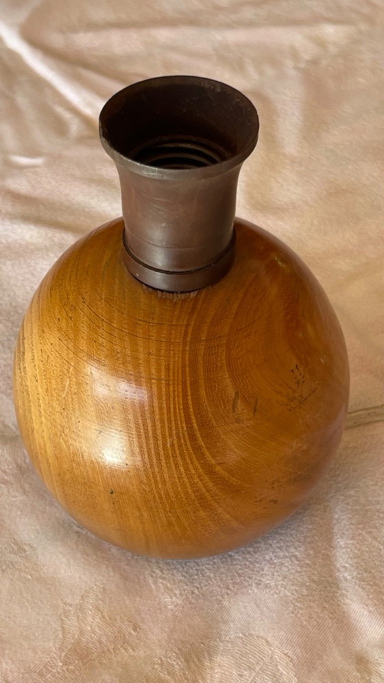 Scandinavian Mid-Century Wooden Sphere Table Lamp – Plastic (photo 6 of 10)