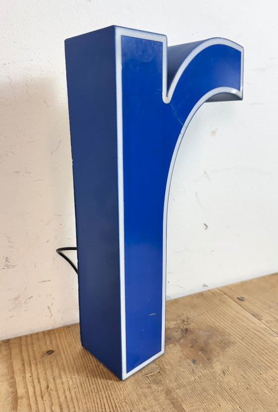 Image 1 of Vintage Blue Plastic Illuminated Letter R , 1970s