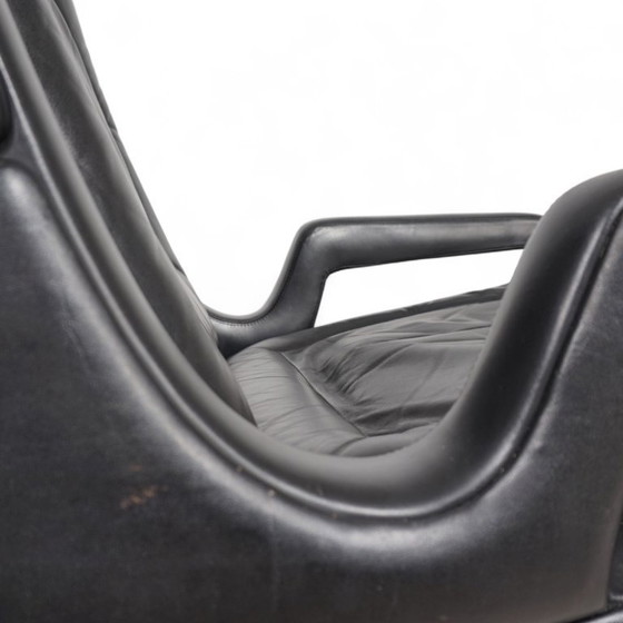 Image 1 of Carl Straub zwarte leren loungestoel, 1960