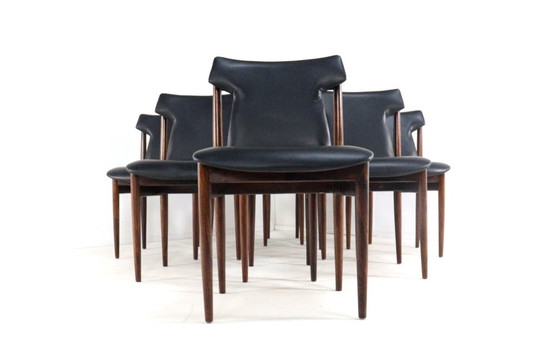 Image 1 of Set di 8 sedie Inger Klingenberg per Fristho Franeker rivestite vintage