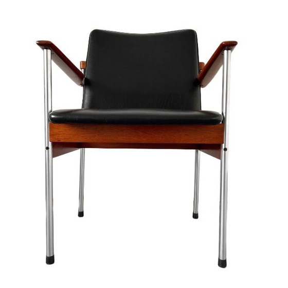 Image 1 of Vintage Danish Design Thereca chair mid-century teak black 1970's