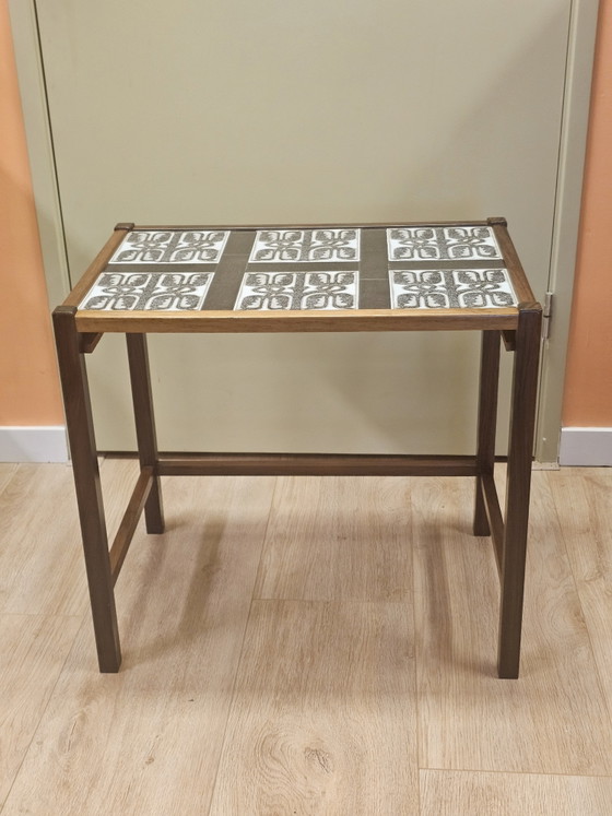 Vintage Deense Bijzettafel Salontafel Tafel Keramiek Palissander – Stone, Wood (photo 8 of 13)