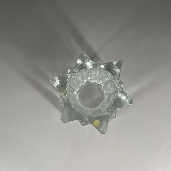 Image 1 of Vintage Lars-Gunnar Johansson ice glass candle holder, Lindshammar, Sweden