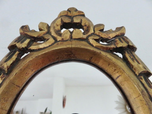 Kleine vergulde houten spiegel in barokstijl, jaren 1940-1950.