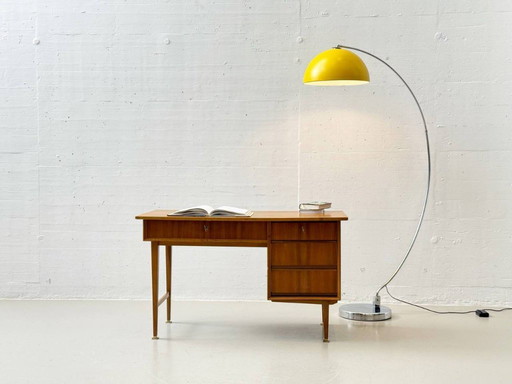 Walnut desk with brass details, 1960s