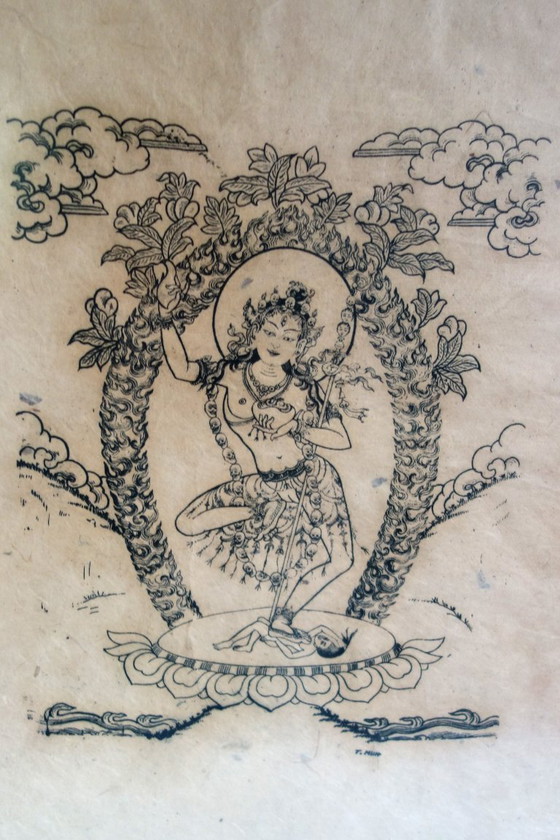 Incisione divinità buddista in danza – Litografie e stampe, Altro, Legno (photo 2 of 9)