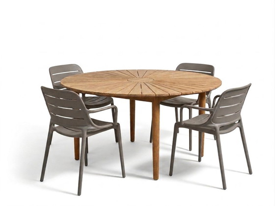 Set da giardino Teak | Rotondo 150cm & 180cm rettangolare, Legno, Plastica, Grigio (foto 2 di 5)