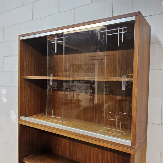 Image 1 of Librería/mueble bar de teca estilo años 60 (vitrina expositora), mueble de 3 piezas de mediados de siglo.