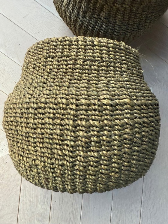 Image 1 of 2 paniers à plantes robustes en sisal tressé, vert mousse