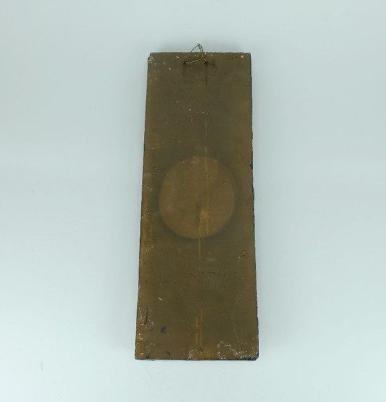 Image 1 of Keramische wandtegel uit de jaren 70 met tulpmotief en een ruwe glazuurlaag.