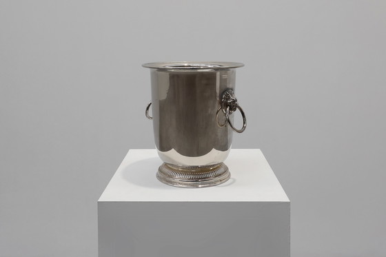 Image 1 of Mid century French silver plated ice bucket with lion heads, France