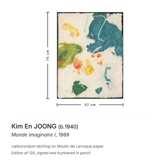 Image 1 of Kim En JOONG Monde imaginaire I Signierte Carborundum-Radierung 1989
