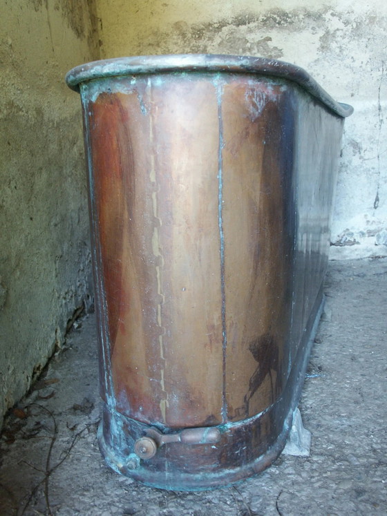Vasca da bagno in rame del XVIII/XIX secolo., Armadi contenitori, Rosso, Vintage (foto 6 di 10)