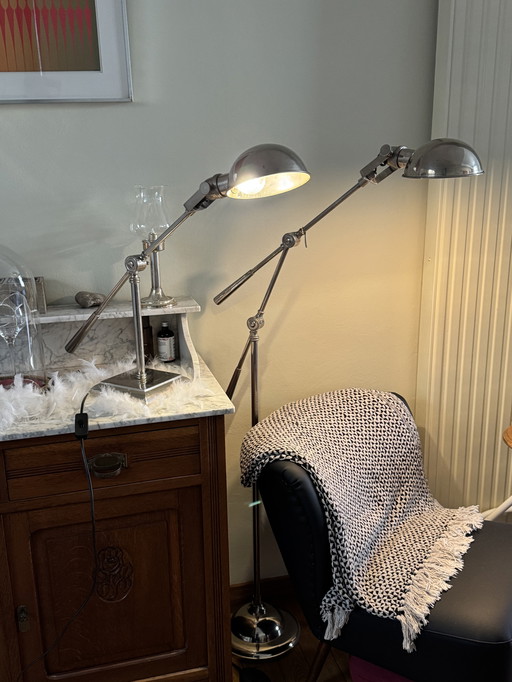 Georges Flamant. Lampe de bureau et lampadaire vintage