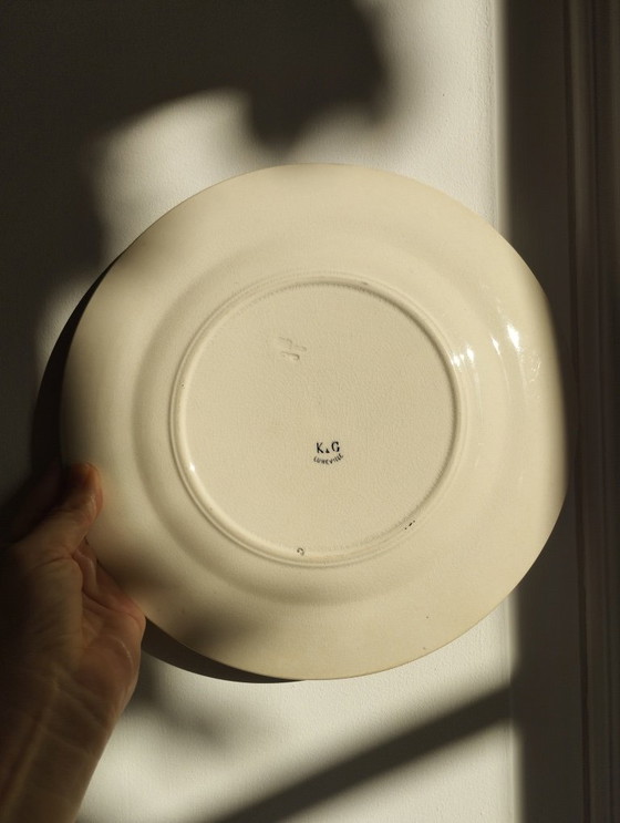 Image 1 of KG Lunéville - 6 ironstone dinner plates monogrammed "C"