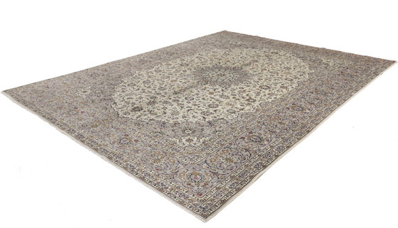 Image 1 of Origineel Perzisch tapijt Keshan, Kashan Beige 394 x 292 cm In topconditie Klassiek