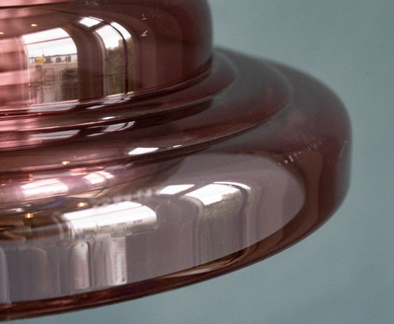 Image 1 of Einzigartige Herda Space Age Pendelleuchte aus rauchigem Aubergine-Plexiglas
