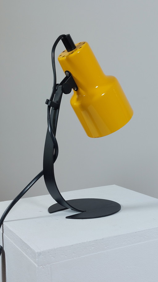 Pair of minimalist yellow vintage bedside table lamps