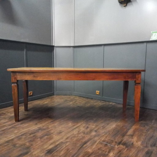 Dining table, Side table Antique French farmhouse table made of fruitwood – eettafels