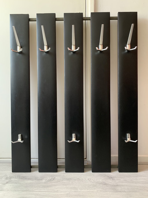 Vintage 70s wall coat rack with skai