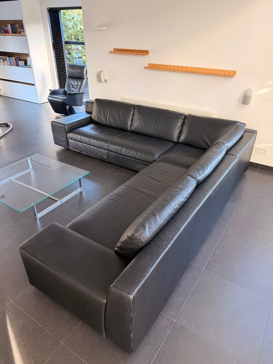 Cassina hoekbank, zwart leer, Hoekbanken, Modern (foto 2 van 5)