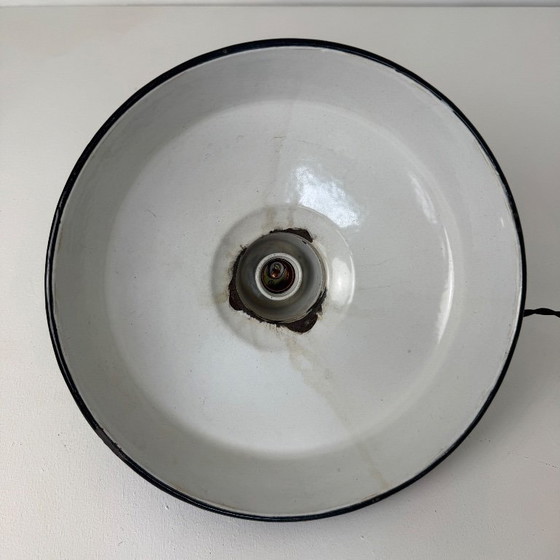 Image 1 of Antique enameled workshop pendant light