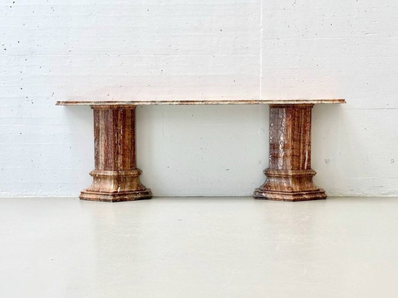 Image 1 of Consolle in marmo rosso-marrone con superficie lucida, Italia