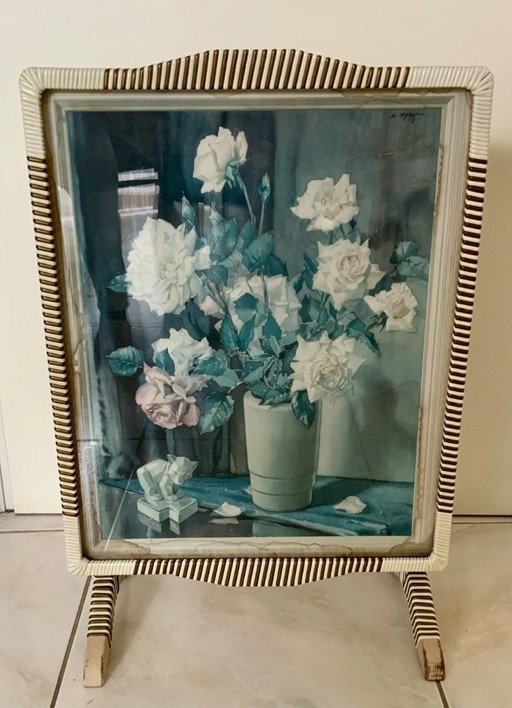 Quirky Vintage Side Table / Fireplace Screen / Tray From The 1950s