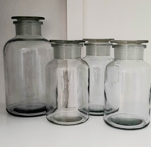 Apothecary Bottles White and Brown 16