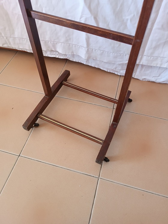 Valet de chambre vintage italien années 60, LGR, Portemanteaux, Métal, Bois, Marron (photo 5 sur 8)