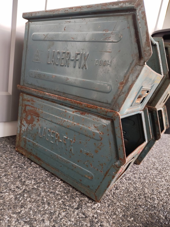 Set van 4 Vroege Vintage Schäfer Lager-Fix Bakken (1953/1955) – schafer, Opbergkast, Metal (photo 3 of 11)