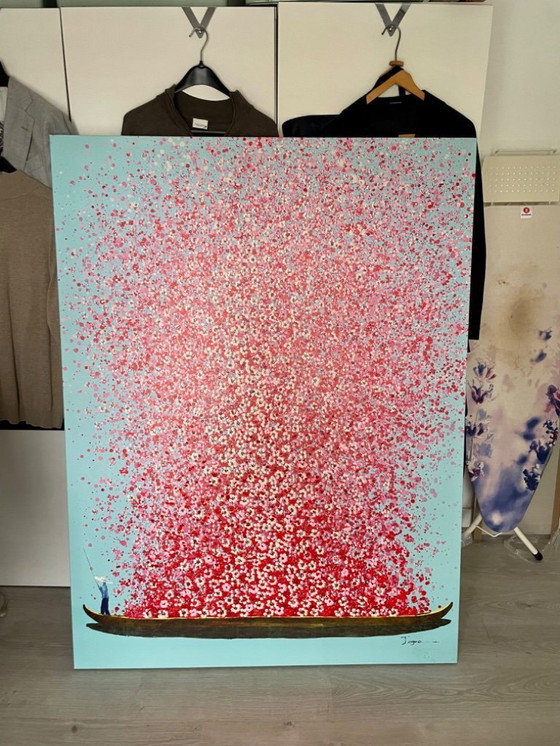 Image 1 of Blumenboot von Kare Design, bemalte Leinwand